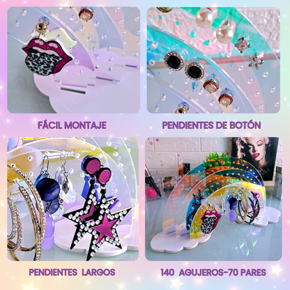 Organizador de Pendientes diseño Arcoíris iridiscente con Nubes