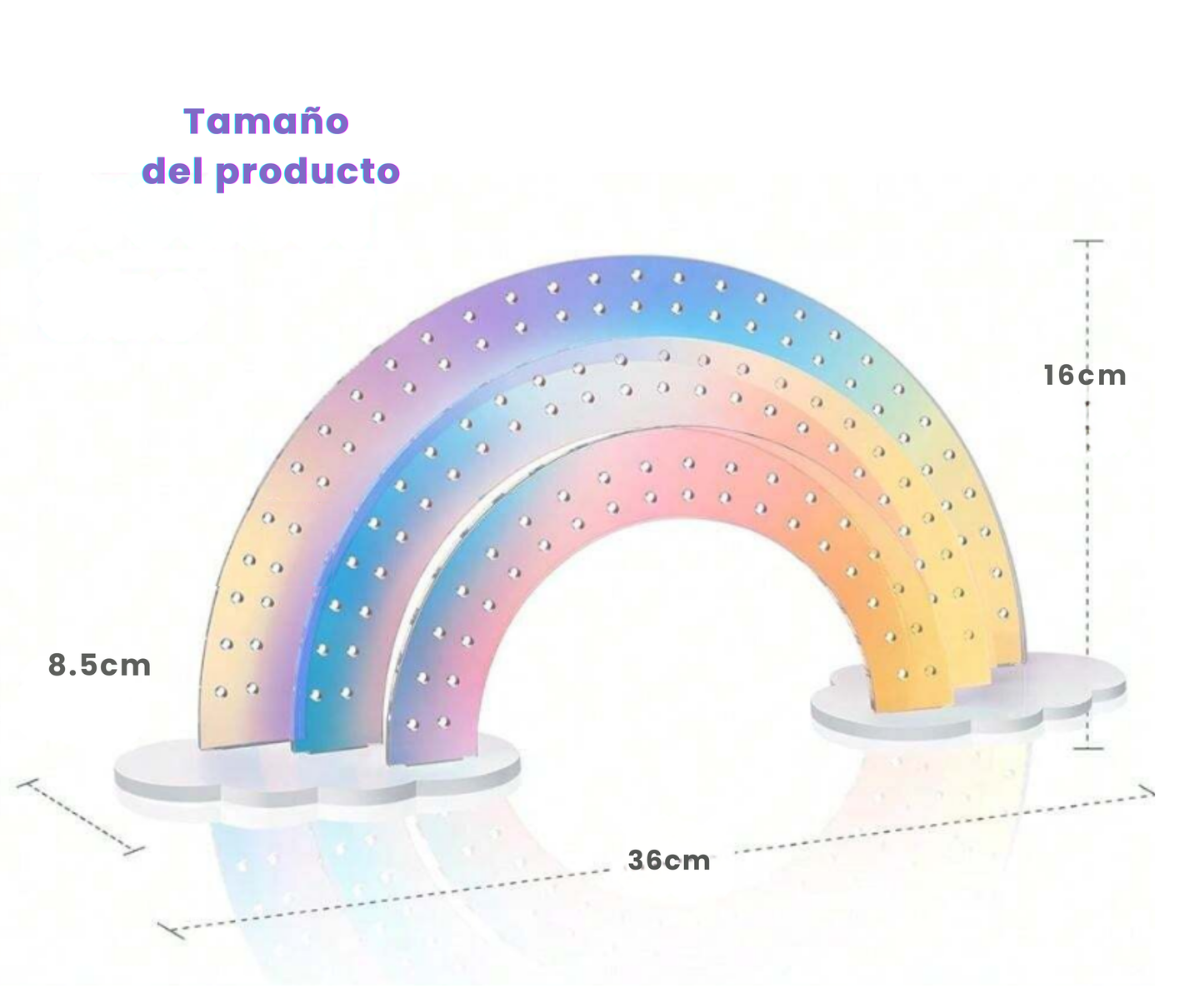 Organizador de Pendientes diseño Arcoíris iridiscente con Nubes